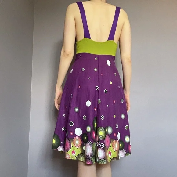 Whimsical Purple and Green Summer Dress - Picture 3 of 9